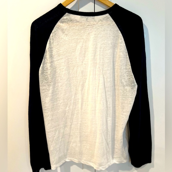 Vince Linen Baseball Crew Neck Long Sleeve Shirt - Picture 7 of 7